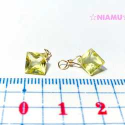 【天然石チャーム】宝石質レモンクォーツ14kgf　ダイヤ　2個 　ハンドメイド素材 4枚目の画像