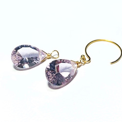 【天然石チャーム】 宝石質ピンクアメジストAAA　ペアシェイプ　14kgf　１個　ハンドメイド素材 3枚目の画像