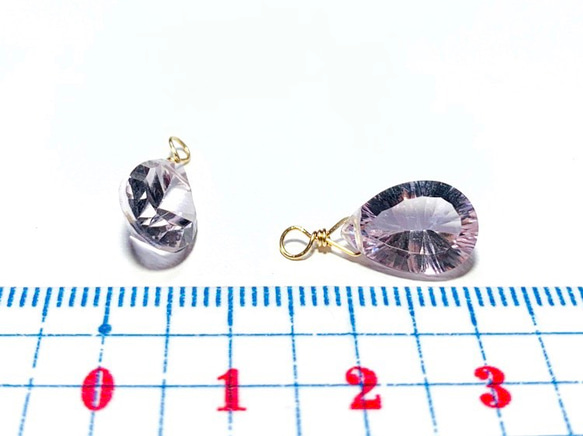 【天然石チャーム】 宝石質ピンクアメジストAAA　ペアシェイプ　14kgf　１個　ハンドメイド素材 4枚目の画像