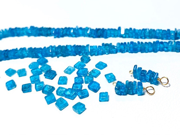 【天然石ディスク】ネオンブルーアパタイト　10粒　ハンドメイド素材 2枚目の画像