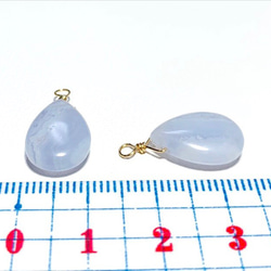 【天然石チャーム】ブルーレースアゲート　２個　ピアス　ハンドメイド素材 4枚目の画像