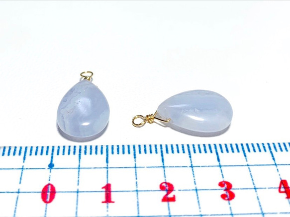 【天然石チャーム】ブルーレースアゲート　２個　ピアス　ハンドメイド素材 4枚目の画像