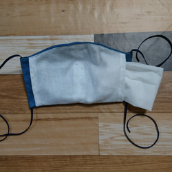 縫製屋さんの布マスク(ふわふわダブルガーゼ 6重マスク デニム風ブルー) 4枚目の画像