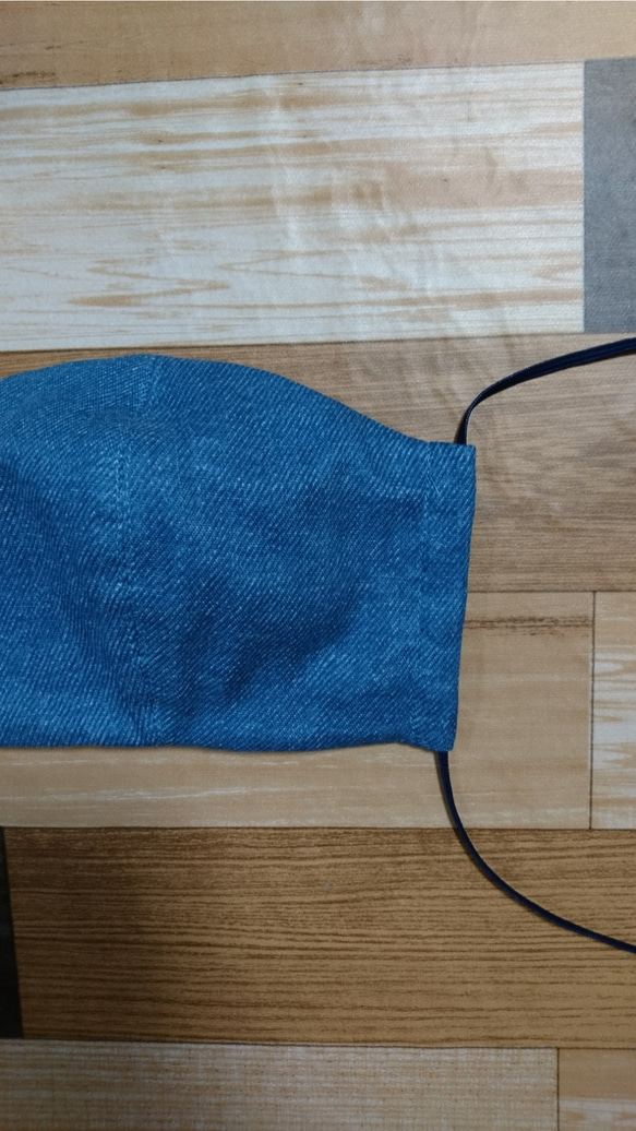 縫製屋さんの布マスク(ふわふわダブルガーゼ 6重マスク デニム風ブルー) 6枚目の画像