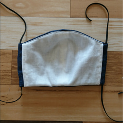 縫製屋さんの布マスク(ダブルガーゼ 6重マスク デニム風ダークブルー) 2枚目の画像