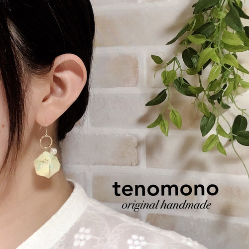 友禅和紙】サイコロピアスorイヤリング No.6 ピアス（フック・チェーン  