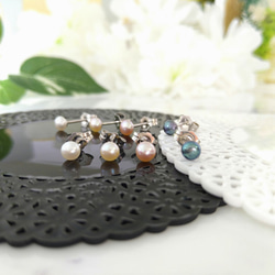 4mm～4.5ｍｍ　淡水パール　シルバー925　ペア1組 　天然石スタッドピアス【カラー選択】 ～冠婚葬祭や普段使いに 4枚目の画像