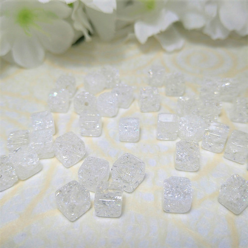 6mm・8mm (対角) クラック水晶 キューブカット（四角型）【大きさ選択