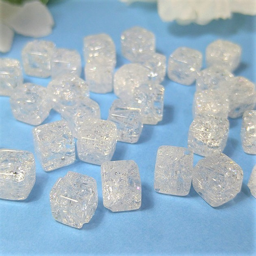 6mm・8mm (対角) クラック水晶 キューブカット（四角型）【大き