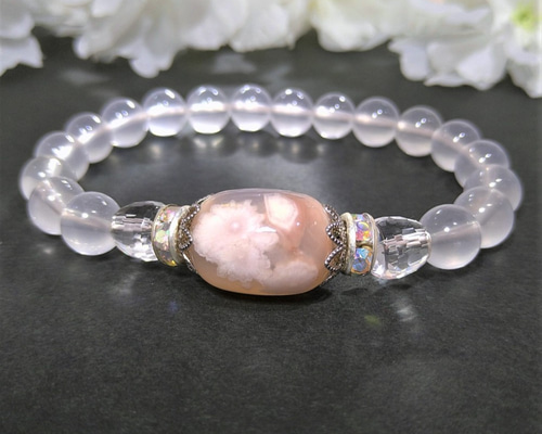 人間関係を改善〜 天然石 桜瑪瑙 天珠 ブレスレット ブレスレット