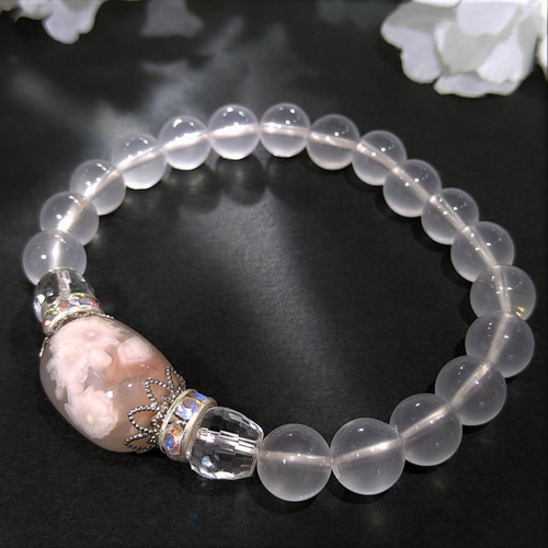 人間関係を改善〜 天然石 桜瑪瑙 天珠 ブレスレット ブレスレット