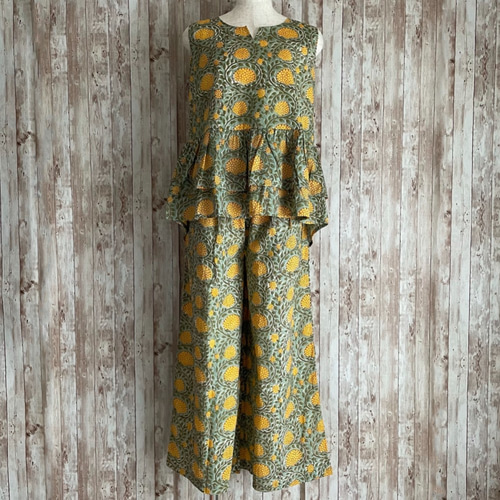 ブロックプリント パンツセットアップ • • • Sunbeams ロングパンツ ek