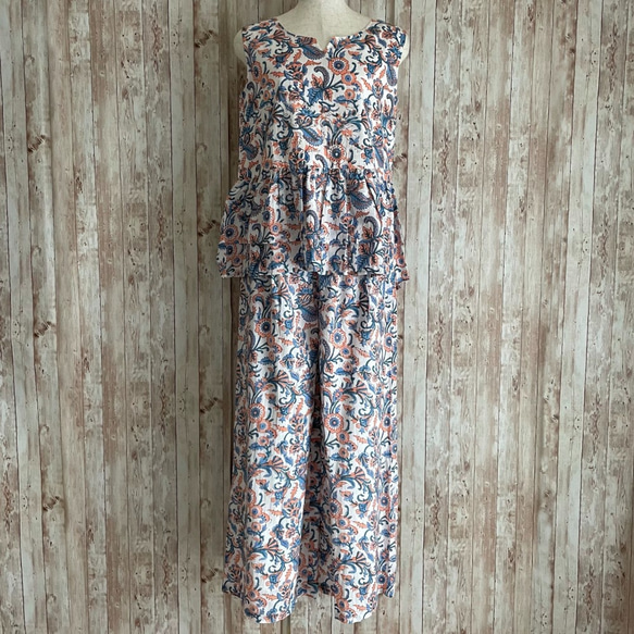 ブロックプリント パンツセットアップ • • • Sunset ロングパンツ ek