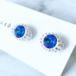 [特價] Swarovski Eyeballs (Clear Boyance) 耳環 / Royal Blue Delight 第1張的照片