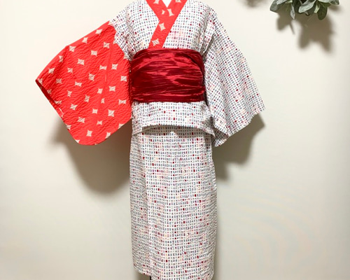 アンダーカバー　キッズ浴衣　110サイズ　希少 マネキン着用品】キッズ浴衣 セット 子供浴衣 女の子と兵児帯の