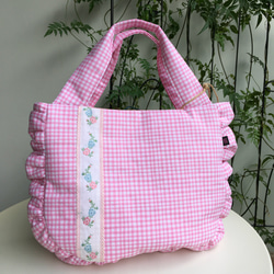 インド刺繍リボンとフリルのヌビbag ピンク❁¨̮ タブレットケースにも