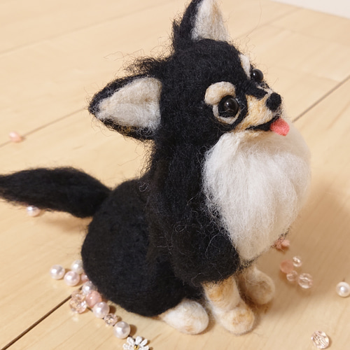羊毛フェルト ハンドメイド ブラタン チワワ 羊毛フェルト チワワ ブラックタン ハンドメイド 犬 ミニタイプ