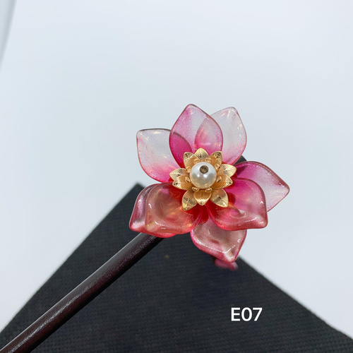 E07 かんざし 牡丹簪 一輪花簪 木簪 花簪 花のかんざし ボタン