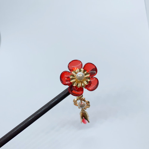 E19 かんざし 梅花簪 紅梅の花簪 梅の花 一輪花簪 木簪 花簪 花 E19 かんざし 梅花簪 紅梅の花簪 梅の花 一輪花簪 木簪 花簪 花