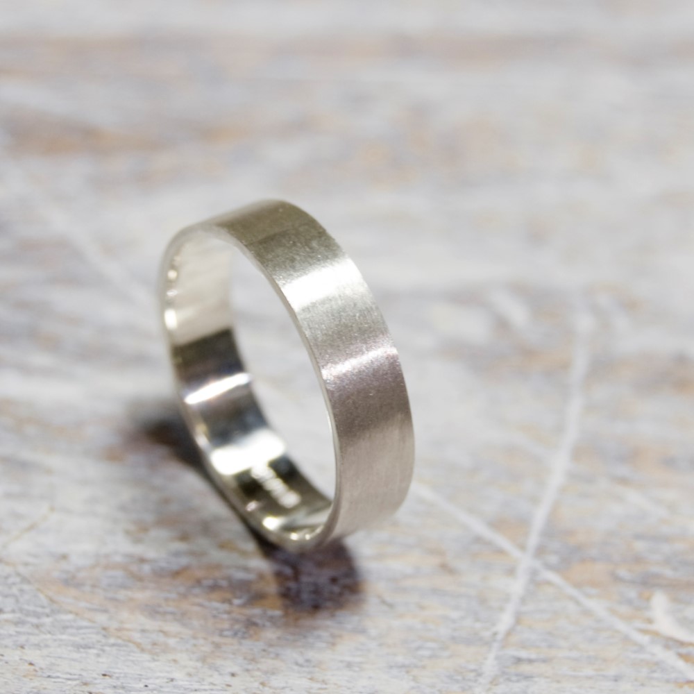 つや消し シルバーフラットリング 5.0mm幅 マット SV950｜300