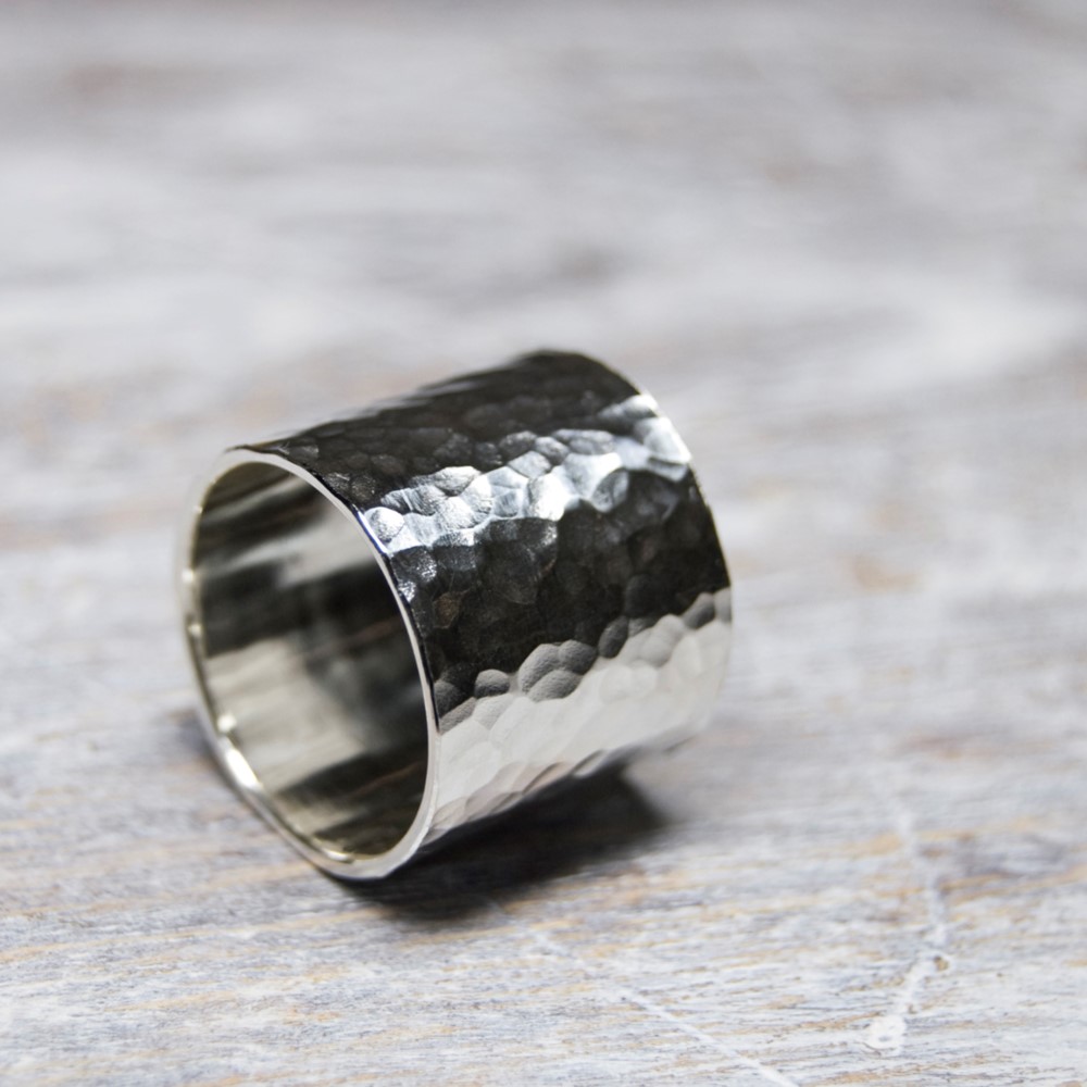 槌目 シルバーフラットリング 18.0mm幅 でこぼこ｜SILVER RING｜363