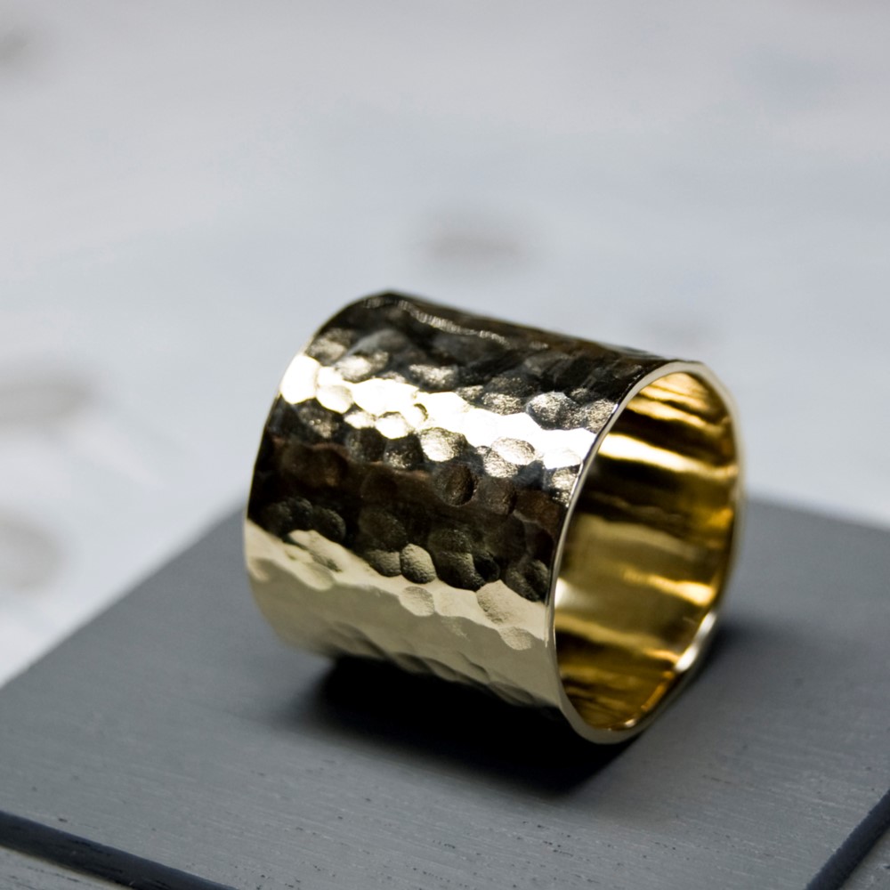 槌目 真鍮フラットリング 18.0mm幅 でこぼこ｜BRASS RING｜379