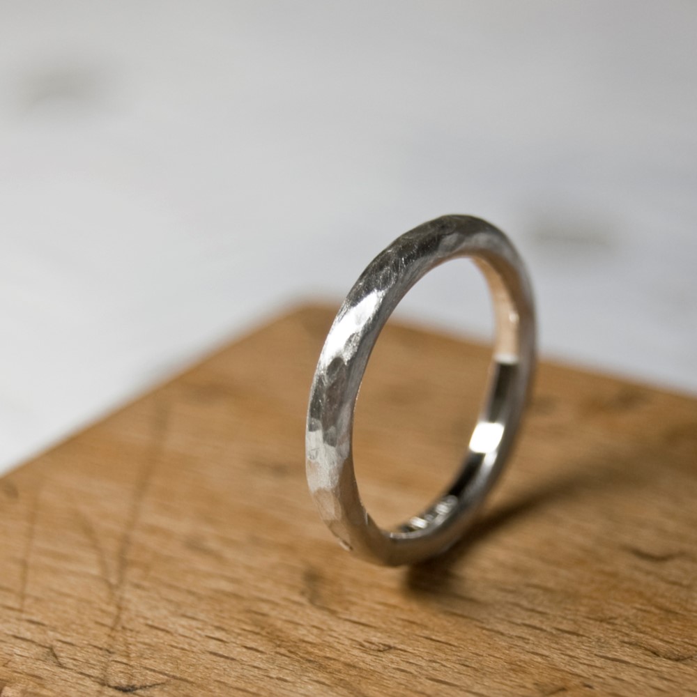 つや消し槌目 シルバーラウンドプレーンリング 2.5mm幅 マットハンマー｜SILVER RING｜399