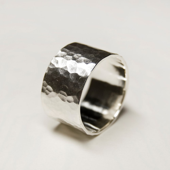 つや消し槌目 シルバーフラットリング 12.0mm幅 マットハンマー｜SILVER RING｜412 4枚目の画像