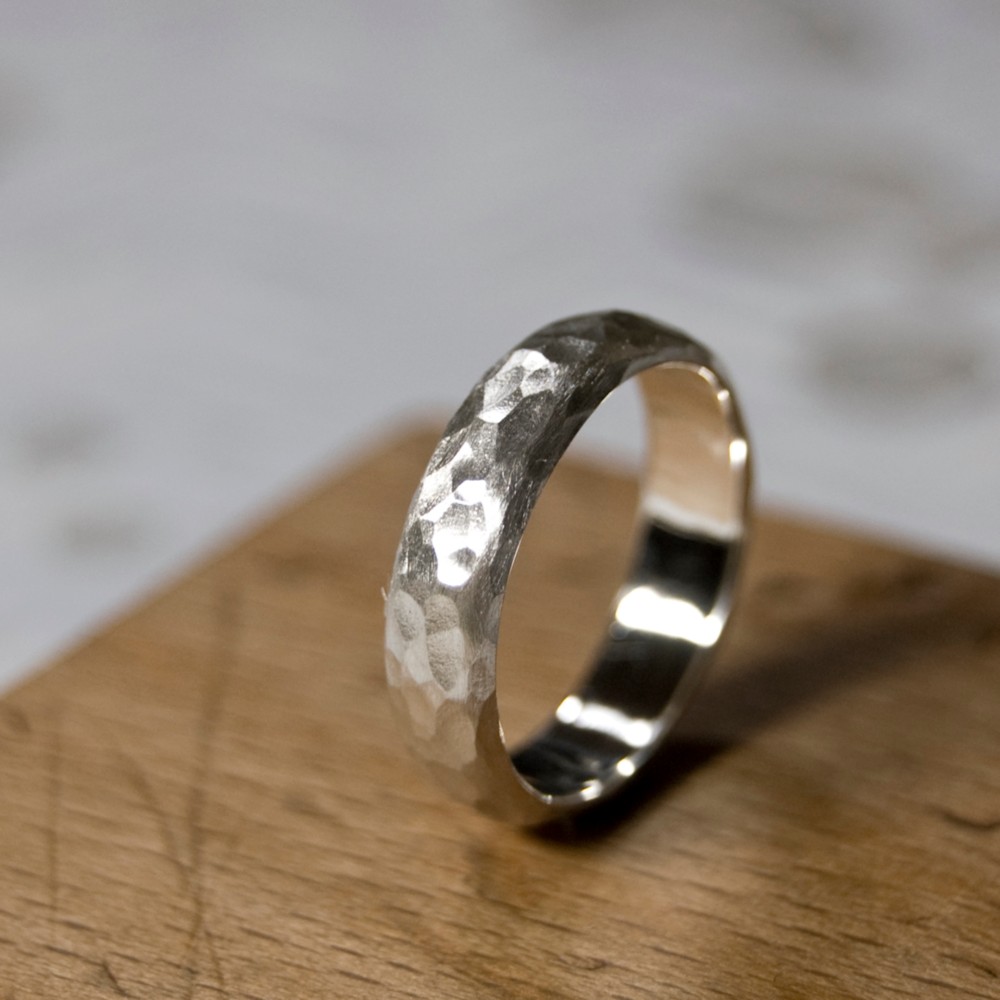 つや消し槌目 シルバープレーンリング 5.0mm幅 マットハンマー｜SILVER RING｜424