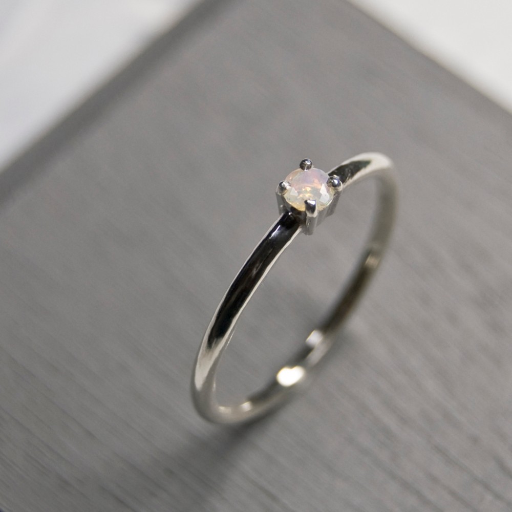 鏡面 オパール ラウンド3mm シルバープレーンリング 1.5mm幅 ミラー｜SILVER RING｜447