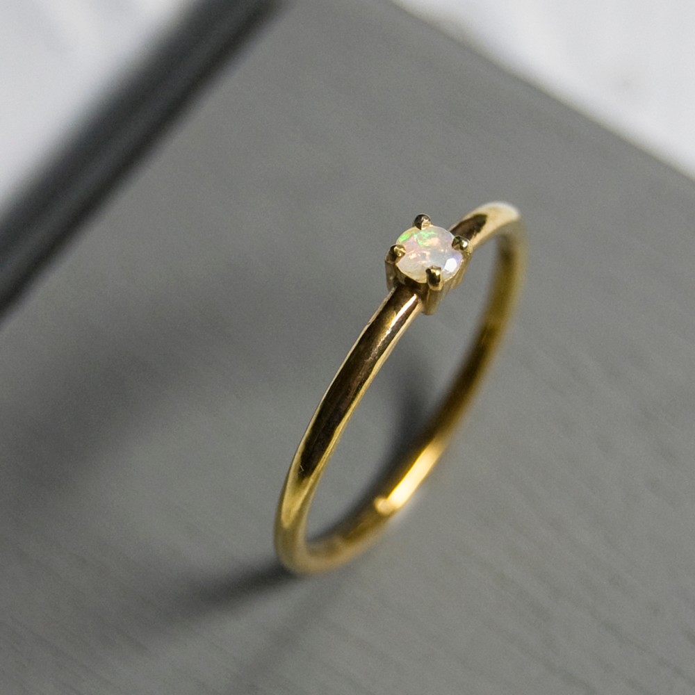 鏡面 オパール ラウンド3mm K18GPプレーンリング 1.5mm幅 ミラー｜K18GP RING sv｜455