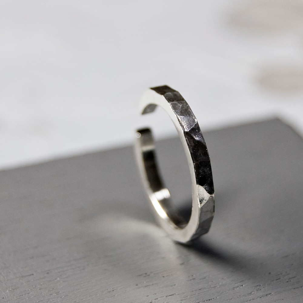 槌目 シルバーフラットイヤーカフ 2.0mm幅 凸凹｜SILVER EAR CUFF｜486