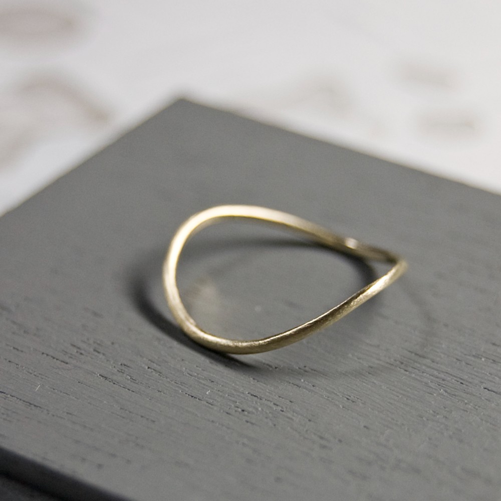 つや消し K10ゴールドウェーブプレーンリング 1.0mm幅 マット｜K10YG RING｜549