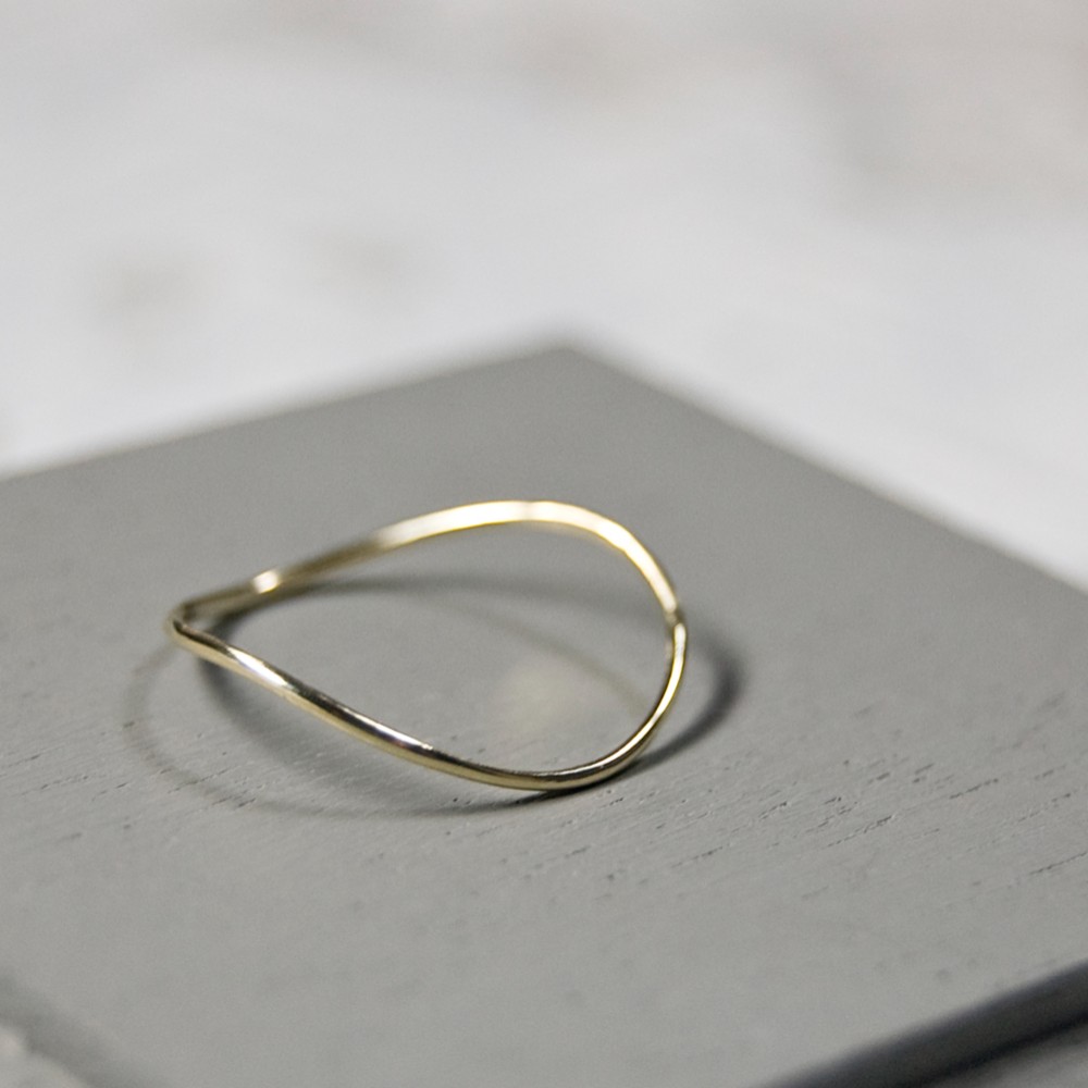 鏡面 K10イエローゴールドウェーブプレーンリング 0.8mm幅 ミラー｜K10YG RING｜587