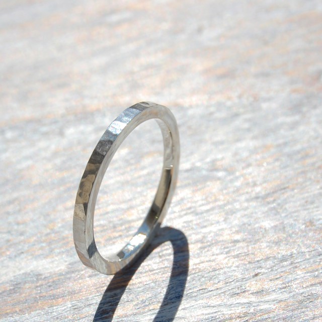 槌目 シルバーフラットリング 1.8mm幅 シルバー950｜123