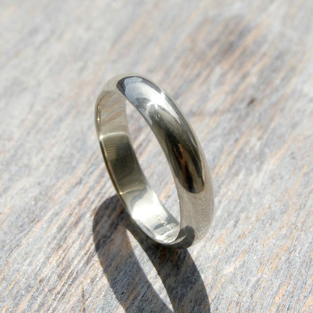 鏡面 シルバープレーンリング 4.0mm幅 ミラー シルバー950｜SILVER RING 指輪 シンプル｜169