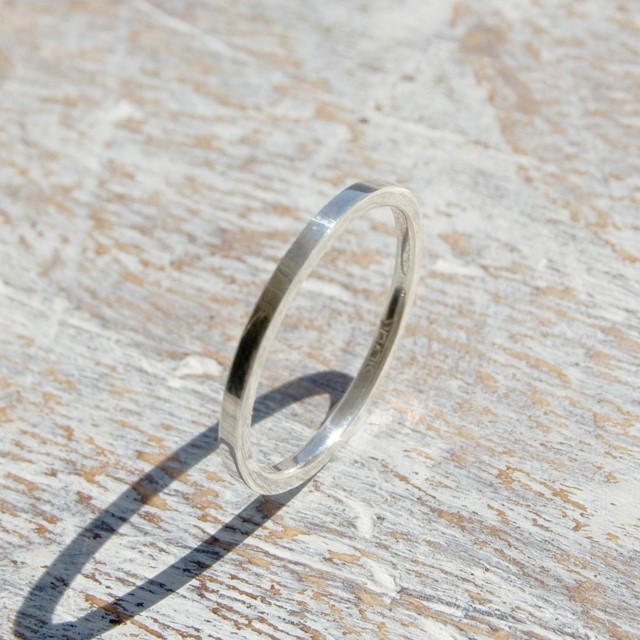 鏡面 シルバーフラットリング 1.5mm幅 ミラー シルバー950｜SILVER RING 指輪 シンプル｜175