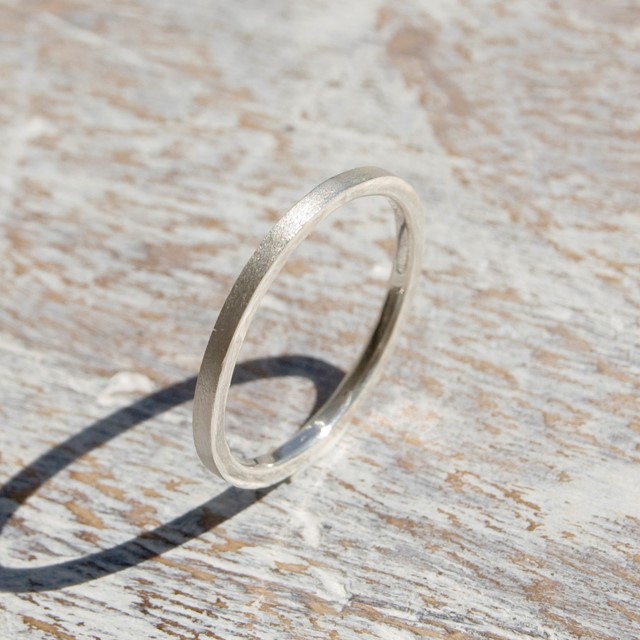 つや消し シルバーフラットリング 1.5mm幅 マット シルバー950｜SILVER RING 指輪 シンプル｜176