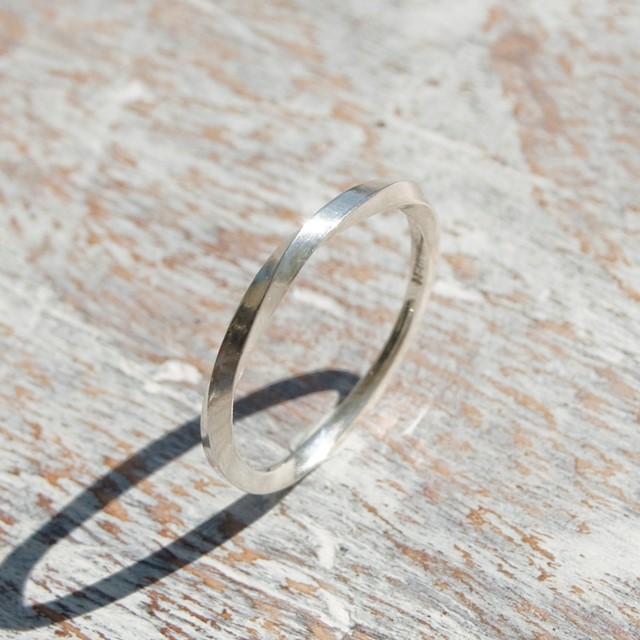 鏡面 シルバーツイストリング 1.5mm幅 ミラー シルバー950｜SILVER RING 指輪 シンプル｜178