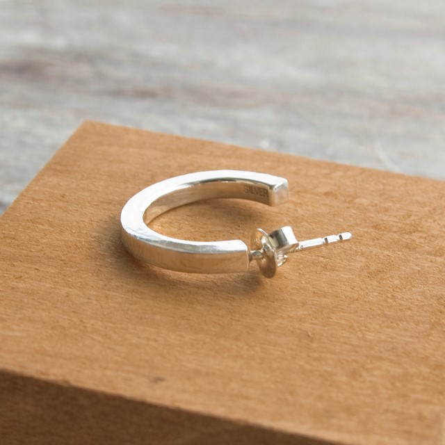 鏡面 シルバーフラットフープピアス 2.5mm幅 ミラー シルバー950｜SILVER PIERCE シンプル｜194