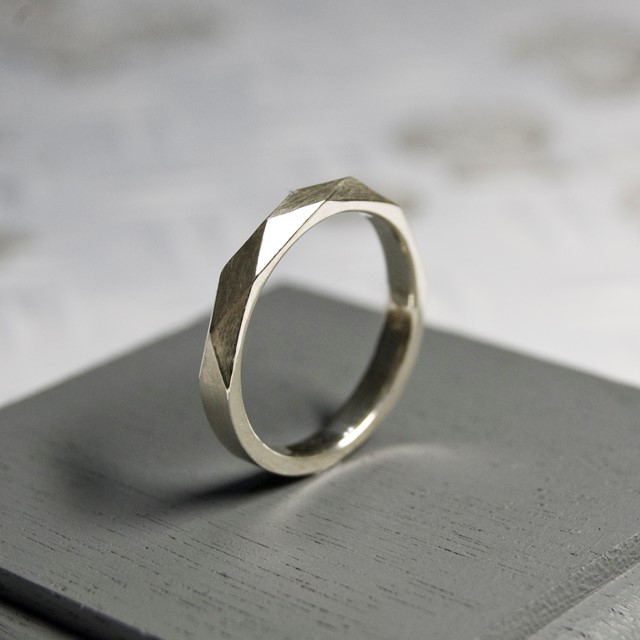 つや消し シルバーファセットリング 2.8mm幅 マット シルバー925｜SILVER RING 指輪 シンプル｜210