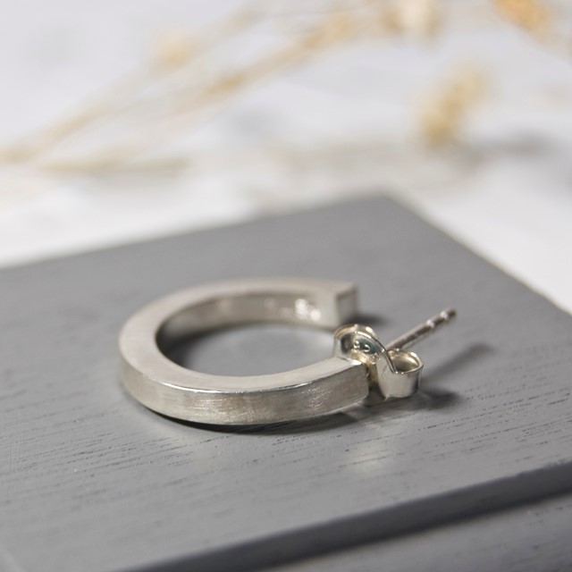 つや消し シルバーフラットフープピアス 2.5mm幅 マット シルバー950｜SILVER シンプル｜233