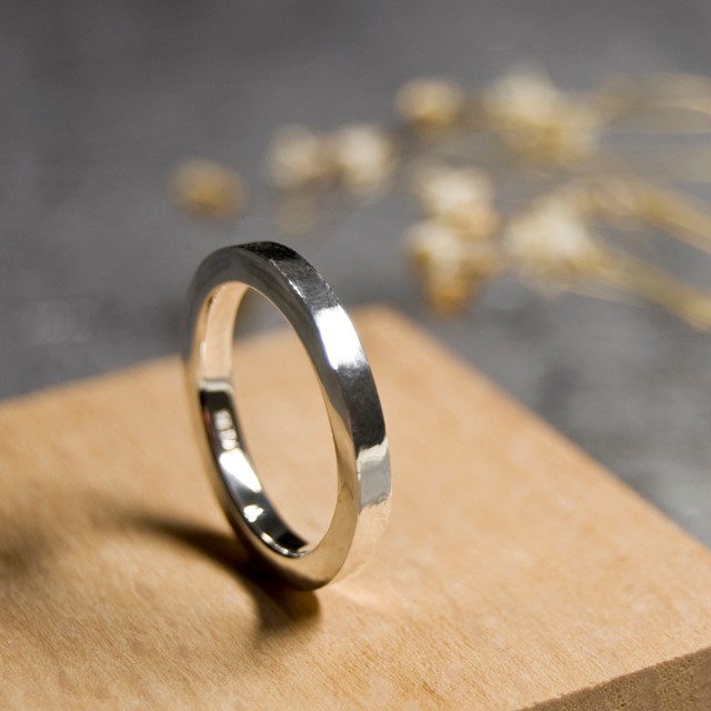 鏡面 シルバーフラットリング 2.5mm幅 ミラー シルバー950｜SILVER RING 指輪 シンプル｜252