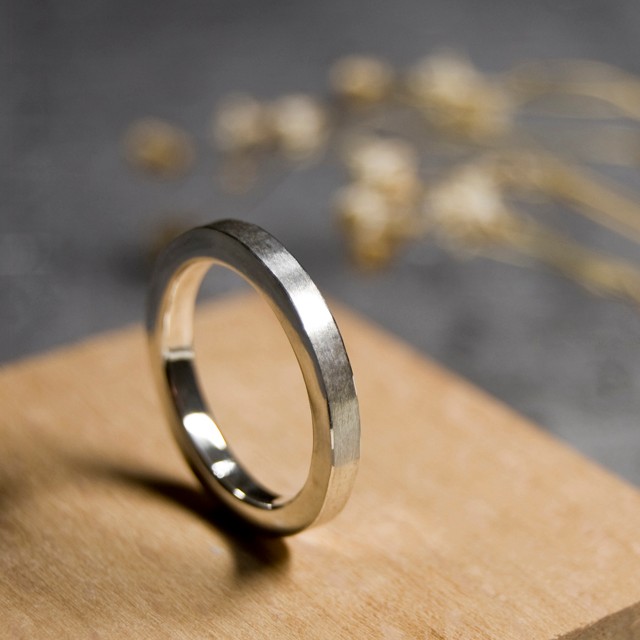 つや消し シルバーフラットリング 2.5mm幅 マット シルバー950｜SILVER RING 指輪 シンプル｜253
