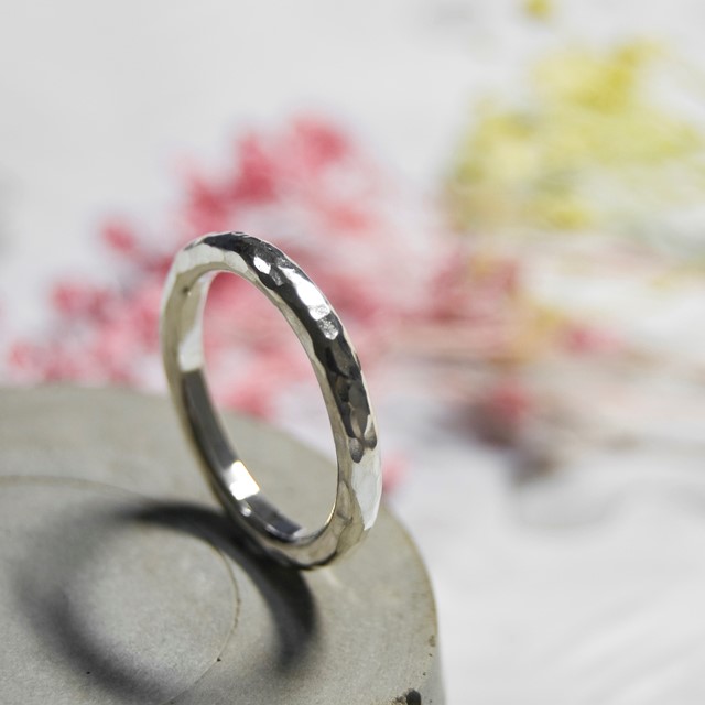 槌目 シルバーラウンドプレーンリング 2.5mm幅 でこぼこ シルバー950｜SILVER 指輪 シンプル｜263 7,293円