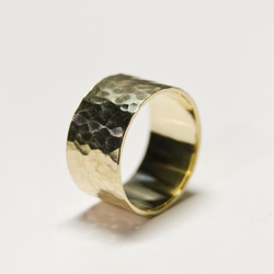 槌目 ブラスフラットリング 10.0mm幅 でこぼこ 真鍮｜BRASS RING 指輪 シンプル アクセサリー｜276 3枚目の画像