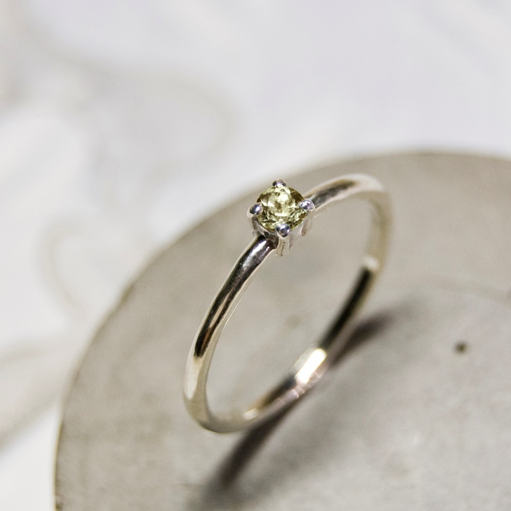 鏡面 シトリン ラウンド3mm シルバープレーンリング 1.5mm幅 ミラー SILVER925｜279