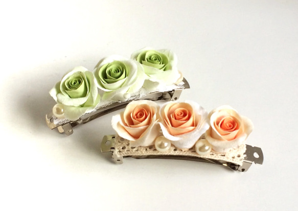 パステルカラーのバラのフェミニンバレッタ 4枚目の画像