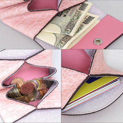 手のひらサイズ　オールレザーのミニ財布　コインケースやカードケースとしても使えます　ＨＥＤＧＥ　くるみボタン財布 5枚目の画像