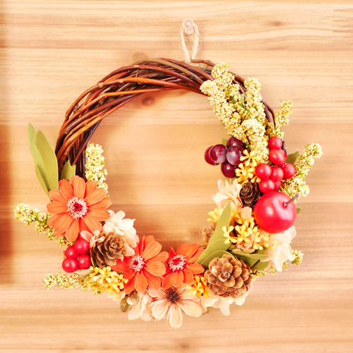 実りの秋✳︎三日月型フラワーリース リース nozomi 通販 12476698